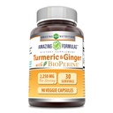 Erstaunliche Formeln Turmeric Curcumin & Ginger mit BioPerine Supplement | 2250 Mg | 90 Veggie Kapseln | Non-GMO | Gluten Free | Made in USA