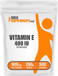 BulkSupplements.com Vitamin E 400 IU Pulver - als D-Alpha Tocopherol, Nahrungsergänzungsmittel - Glutenfrei, 500mg pro Servierung, 250g (8.8 oz) (Pack von 1)