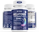 NEVISS Melatonin 50 mg für Erwachsene - Extra Strength 9-in-1 Fast Dissolve Sublingual - Hohe Dosis mit Magnesium Glycinat, Vitamin D3, Ashwagandha, Zitronenbalsam, Kamille, Zuckerfrei, Vegan 180 Tabletten