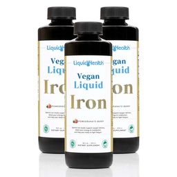 LIQUIDHEALTH Vegan Liquid Iron Supplement mit SunActive & Ferrochel Fe - Natürliche Energie, Immunsystem & Stoffwechselunterstützung, Mental Clarity, Prenatal/Postnatal - USA Made, Non-GMO (3 Pack)