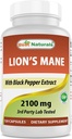 Best Naturals Lions Mane Mushroom Supplement 2100mg - 120 Kapseln - Unterstützt Psychische Klarheit, Fokus und Immune Gesundheit - Hinzugefügt Schwarzer Pfeffer für maximale Absorption