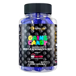 ALPHA LION Gains Candy, Ergänzung Pillen für Muskelwachstum, Größe, & Stärke, Nitric Oxid Booster, Muskelaufbau, Verwenden Sie täglich Energie & Workout Performance, 60 Kapseln (RipFACTOR®)