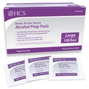 HCS Large Alcohol Prep Pads - Textured, 70% Isopropyl Alcohol Wipes, Individually Wrapped - 2 ply Sterile Skin Prep Swabs for Injections, First Aid (100/Box)