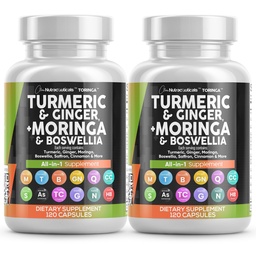 Turmeric Moringa Supplement | Ginger Boswellia Saffron - Beilage für Damen und Herren mit Ceylon Cinnamon, Tart Cherry, Quercetin Knoblauch Nettle Holy Basil - 2Pack