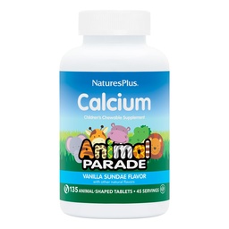NaturesPlus Tier Parade Kalzium, Vanille Sundae Flavor - 90 Tier-Shaped Kautabletten - Promotes Gesunde Knochen - Vegan, Glutenfrei - 90 Gesamt Servierungen