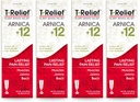 T-Relief Arnica +12 Cream Natural Relieving Actives for Back Pain Joint Soreness Muscle Aches & Stiffness, Ganzkörper Fast Acting Relief für Damen und Herren - 4 oz (4 Pack)