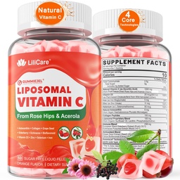 Natürliches liposomales Vitamin C 1000mg Gummis für Erwachsene & Kinder 9+, Kaubares Vitamin C w / 11mg Zink, D3, Holunderbeere, Echinacea, , Bioflavonoid, Immununterstützung, Whole Food VIT C von Früchten, Zuckerfrei
