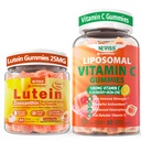 NEVISS 1Pack Liposomal Vitamin C 1000mg Gummi + 1Pack Lutein Zeaxanthin Ergänzungen Gummi