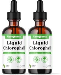 LIQUIDHEALTH Flüssige Chlorophyll Tropfen - interner Deodorator, Antioxidantien, Leberentgiftung, Immununterstützung, Relieve Bad Breath, Reduzieren Appetit, Collagen für Haare & Haut Gesundheit - Vegan, Non-GMO (2 Pack)