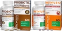 Bronson Probiotic 50 Billion CFU + Präbiotisch mit Apfel-Polyphenolen & Ananas-Fruchtextrakt + Methyl B12 5000 mcg Vitamin B12 Methylcobalamin