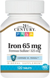 Eisen 65 Mg Eisensulfat 325 Mg Tabletten, 120 Zähler (Pack von 2)