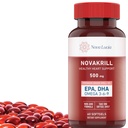 NovaKrill Krill Oil Omega-3-Ergänzung – 1000 mg Softgels mit EPA, DHA, Astaxanthin – Kein fischiger Nachgeschmack – Leicht zu schluckendes antarktisches Krillöl – 60 flüssige Kapseln