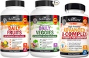 BioSchwartz Daily Fruits and Veggies Supplement für Frauen und Männer (2 Monate Versorgung) Plus Vitamin B Complex mit Vitamin C (2 Monate Versorgung)