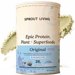 Sprout Living Plant Based Protein & Superfood Pulver, Original, Unflavored | Bio-Protein-Pulver, Vegan, Non Dairy, Non-GMO, Glutenfrei, Sugar Free, Perfect Keto Drink Mix (2 lb)
