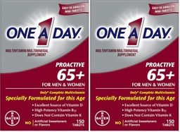 ONE A DAY Proactive 65+, Mens & Womens Multivitamin, Nahrungsergänzung mit Vitamin A, Vitamin C, Vitamin D und Zink für Immungesundheitsunterstützung*, Calcium, Folsäure &amp; mehr, Tablet 150 Count (Pack mit 2)