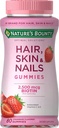 Nature's Bounty Optimal Solutions Hair, Skin & Nails mit Biotin Erdbeer Flavored - 80 Gummis, Pack von 5