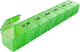 Sukuos Extra große 7-Tage-Pille Organizer leicht zu öffnen, Wöchentliche Pille Box Tägliche Medizin mit klarem Deckel, Seidencreme gedruckt Vitamin Halter für Fischöle oder Ergänzungen (Grün)