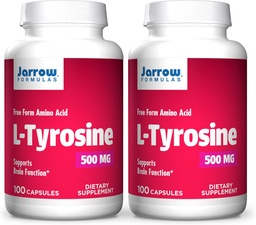Jarrow Formulas L-Tyrosine 500 mg - 100 Kapseln - Unterstützt Gehirnfunktion - Gehirn Neurotransmitter Precursor - Freie Form Aminosäure - Enthält reine Kristallin L-Tyrosin - 100 Servierungen