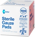 Globe 4’’ x 4" Advanced Sterile Gauze Pads für Wund Dressing| 100-Pack, Individuell verpackt | 12-Ply Cotton & Highly Absorbents Advanced Gauze Schwamm-Pads für Wund Care & Home Erste Hilfe Kits (4 x 4)