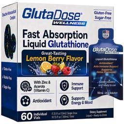 Flüssige Glutathion-Ergänzung, Zitronen-Beeren-Flaschen Acerola Energy Booster w/Zinc, Tägliche Vitamine & Minerals, Zero Sugar Formulation, Tägliche Auto-Immune Unterstützung für Erwachsene, 0.34 fl oz, Packung von 60