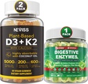 NEVISS Vitamin D3 5000iu & K2, Calciumgummis & Digestive Enzyme Gummis