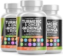 Turmeric Moringa Supplement | Ginger Boswellia Saffron - Beilage für Damen und Herren mit Ceylon Cinnamon, Tart Cherry, Quercetin Knoblauch Nettle Holy Basil - 3Pack