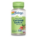 SOLARAY Cayenne Knoblauch 540 mg - Cayenne Pfeffer und Knoblauch Ergänzungen mit Capsaicin - Versorgung 40.000 Wärmeeinheiten - Non-GMO-Projekt Verifiziert, Vegan, 60-Day Garantie - 100 Servietten, 100 VegCaps