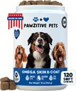 Skin & Coat Ergänzung für Hunde - Canine Omega 3, Fish Oil Chews - 120 Soft Treats - USA Produkt - Lachsöl