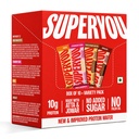 SuperYou Assorted Protein Wafer Bars (Pack of 10)|10g Protein, 3g Fiber, No Added Sugar|Yeast Fermented Protein|Energy Bars|Crunchy Wafer Bar|100% Vegetarian|No Palm Oil|400g