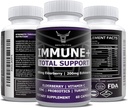 OX Nutrition 10 in 1 Elderberry, Vitamin C, Zink, Vitamin E, Vitamin B6, Echinacea, Knoblauch, Kurkuma, L-Glutamin HCL & Lactobacillus Probiotika & Antioxidantien für Immunabwehr 1 Monat Versorgung