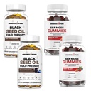 ORGANICS NATURE Black Seed Oil Capsules (2 Flaschen) & Sea Moss Gummies (2 Flaschen) | Vegan Softgels, für Haare, Haut, Herz, Gelenkunterstützung, Lung Detox, Energie, Mucus Clear, Schilddrüse, Verdauung Omega 3s