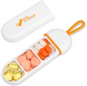 Toplive Reise Pille Organizer, Portable Pille Container Mini Tägliche Pille Organizer, Kleine Pille Fall Reise Medizin Organizer Tasche Vitamin Supplement Fisch Öl Box, Weiß Orange