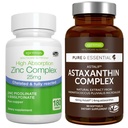 Astaxanthin Complex + Zink Complex Vegan Bundle, Antioxidans Unterstützung für Haut, Haar & Nägel, von Igennus