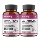 L-Glutathione 1000mg with Vitamin C, Zinc & Biotin | Antioxidant Support for Skin Health & Radiance | FSSAI APPROVED | 60 Veg Capsules - Pack of 2