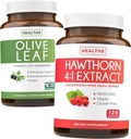 Bundle Olive Leaf Extract & Hawthorn Berry Extarct - Gesunde Kräuter Bundle - Olive Leaf Extract mit 20% Oleuropein & Hawthorn Berry 4:1 Extrakt - Konzentriert von 2660mg Frische Beeren (120 Caps)
