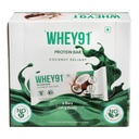 Whey91 Coconut Delight Protein Bar, 10g Protein & 3.2g Fiber in each, No Added Preservatives, No Artificial Flavours, 210g- (Pack of 6)