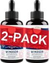WINDSOR BOTANICALS Flüssige Eisen Ergänzung für Damen 2-Pack - Folsäure, Vitamin C, Vegan flüssige Eisen Ergänzungen für Anämie, Menstruation, Schwangerschaftsunterstützung - Tropfen Orange Geschmack - 2x2oz