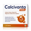 Calcivanta Calcium Tablets 1000mg with Vitamin D3, Magnesium & Zinc (30 Tablets) | Bone, Muscle & Nerve Support | Daily Mineral Supplement for Strong Bones & Overall Wellness