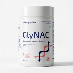 GlyNAC (Glycine + NAC) 420g Powder for Sleep, Skin | 7000mg daily Supplement, Men & Women, Lab-Tested N-Acetylcysteine, Boosts Glutathione, Immune Support, Antioxidant, Detox, All diets, Flavored (Peach & Ginger)