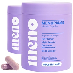 O Positive MENO Vitamine für Menopause - Hormonfreie Menopause Ergänzung für Frauen - Schwarz Cohosh & Ashwagandha KSM-66 - Hilft, Heiße Flashes, Nachtschwärmen, Mood Swings - 30 Portionen (Pack von 2)
