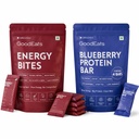 GOODEATS PRE & POST WORKOUT COMBO: 12g Protein (Per 40g Bite) + 23.2g Protein (Per 65g Bar) | Low Added Sugar (<0.4g & <0.65g) | Nuts & Seeds + Oats & Jowar | Soya Isolate + Whey Concentrate | With Prebiotic Fiber | 40g x 6 & 65g x 4