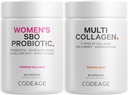 Codeage Multi Collagen Protein Kapseln & Probiotika für Frauen Bundle | Multi Collagen Pillen, Collagen Typen I, II, II, V & X, 90 Count | Präbiotics & Probiotics für Frauen - Soy & Dairy Free, 60 Count