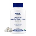 Calcium Magnesium Zinc Vitamin D3, B12 & K2 | Supplement For Bone Health & Joint Support | For Women & Men - 120 Vegetarian Tablets