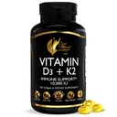 Cocó March N.M.D Vitamin D3 + K2 10.000 IE - High Potency Supplement for Women & Men, Immune Support, Bone & Joint Health - Glutenfrei, Non-GMO, 4 Monate Versorgung, 250 mcg D3, 180 mcg Vitamin K2