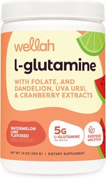 Wellah L-Glutamin Pulver Wassermelone Lime (50 Servierungen) - 5g L-Glutamin Per Servieren, mit Stevia gesüßt