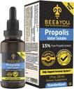 BEE und Sie 15% reine Propolis Wasser lösliche Extrakt - Hohe Potenz - Zero Sugar - Zero Calorie - Natürliche Immununterstützung &amp; Sole Throat Relief Antioxidantien, Keto, Paleo, Glutenfrei, 1 Fl Oz