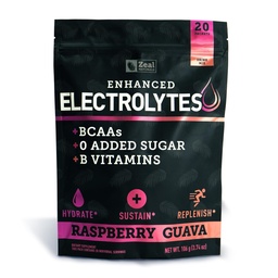 Verbesserte Elektrolyt-Pulver-Stick-Packs (Raspberry Guava | 20 Pakete) w/ 0 Zucker + BCAAs +B-Vitamine Elektrolyt-Ergänzung mit Kalium Zink & Magnesium für Hydration - Keto Elektrolyte