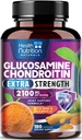Glucosamin Chondroitin 2100mg - 3X Strength Joint Support Supplement mit MSM, Glucosamine Sulfate, Turmeric, Boswellia, Quercetin für Cartilage, Flexibilität & Mobilität, Bottled in USA, 180 Kapseln