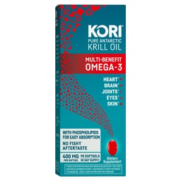 Kori Krill Öl Omega 3 Supplement, Antarktis Krill Öl mit Superior Absorption gegen Fisch Öl Alternative, 400 mg Softgels, 90 Softgels, EPA & DHA