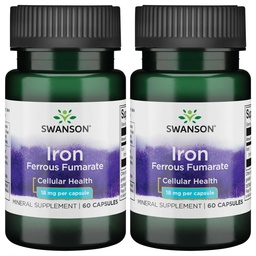 Swanson Iron (Ferrous Fumarate) - Mineralische Ergänzung Förderung der Energieunterstützung - Hochkonzentrierte Formelassistenten in der Sauerstoff-Lieferung & Fettsäure-Metabolismus 60 Sgels (2 Packung)